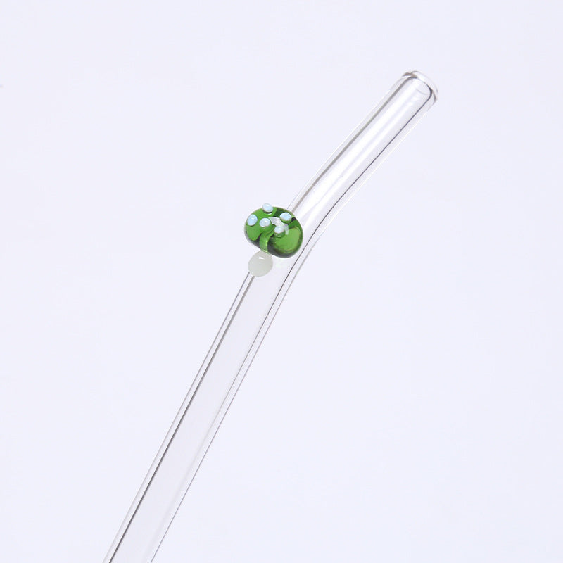Wholesale Creative Colored Mushroom Glass High Borosilicate Glass Straws